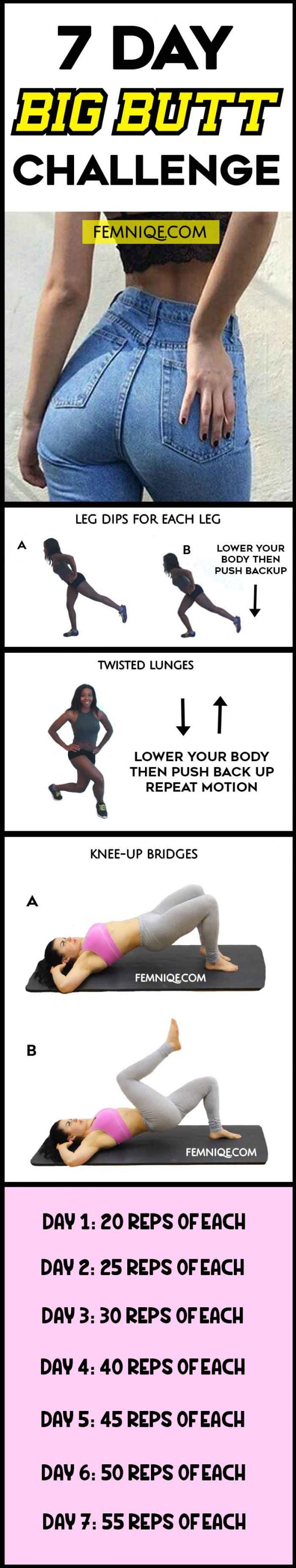 7 Day Bigger Butt Challenge For Fast Gains (No-Squats) - Femniqe