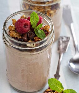 Chocolate smoothie Covered in berries & nuts