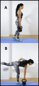 single leg deadlift exercise showing How can I make my butt bigger when flat